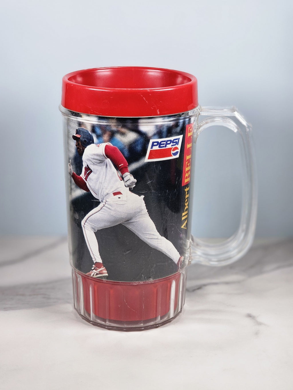Vintage Cleveland Indians Albert Belle Pepsi Insulated Plastic Tumbler 1990s Spo