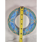 Vintage Stoneware Plates Blue Green Geometric Dessert Plates