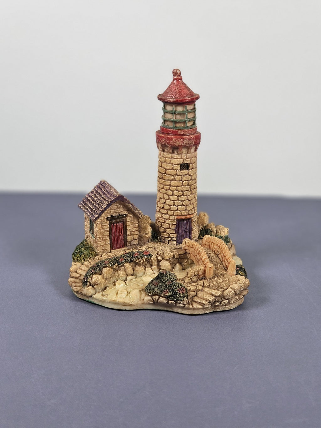 Vintage Ks Collection Lighthouse Figurine Stone House & Bridge
