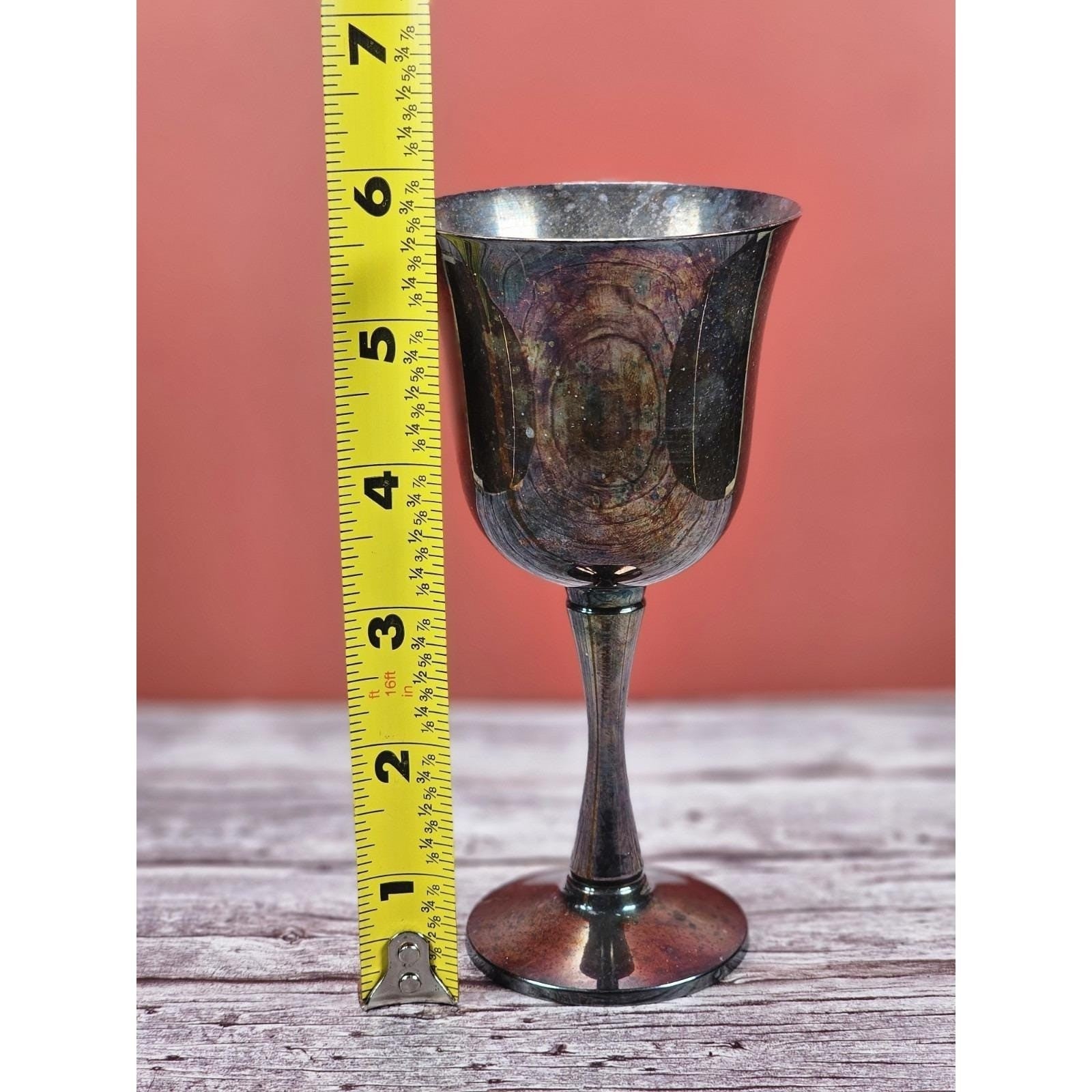 Vintage Salem Silver Plate Wine Goblets Set of 4 Portugal 5.5"