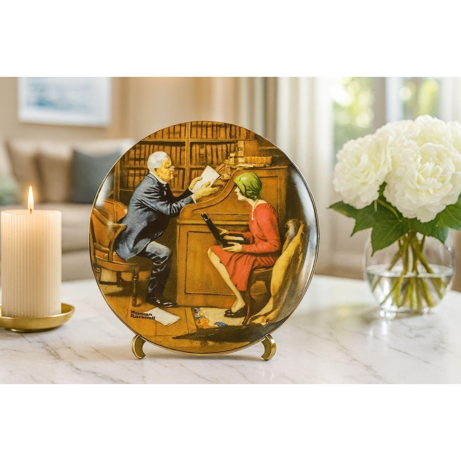 Vintage 1986 Norman Rockwell "The Professor" Plate 8.5" Knowles