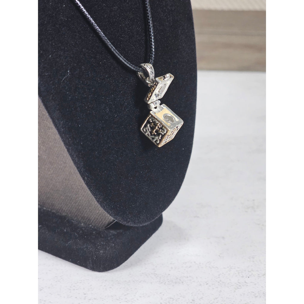 Vintage Cross Prayer Box Necklace Gold Tone Silver Religious Charm