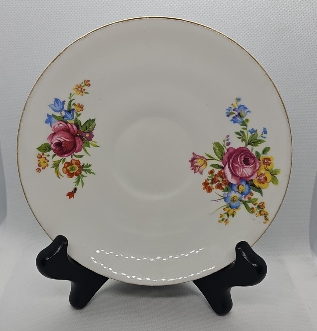Vintage Clare Bone China Saucer 5.5” Floral Gold Trim English Fine China Plate