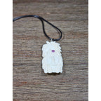 Carved Buffalo Bone Pendant Woman & Horse Motif 3x1 Inch Statement Necklace