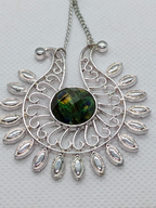 Silver Plated Peacock Feather Acrylic Eye Dangle Drop Earrings