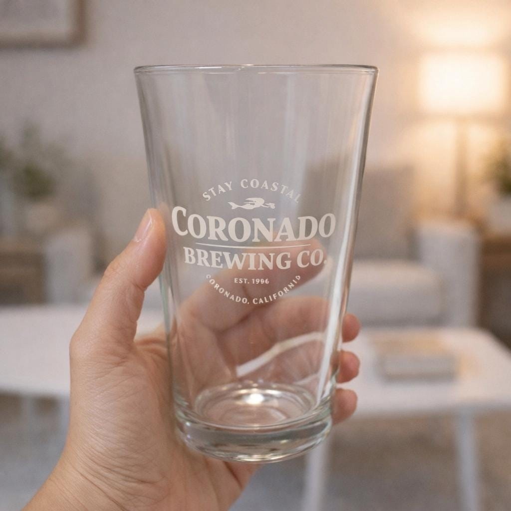 Coronado Brewing Co Pint Glass Etched Logo Beer Glass