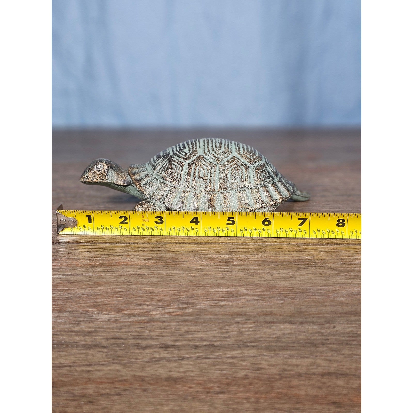 Cast Iron Turtle Decor Tabletop Accent Green Patina Coastal Figurine