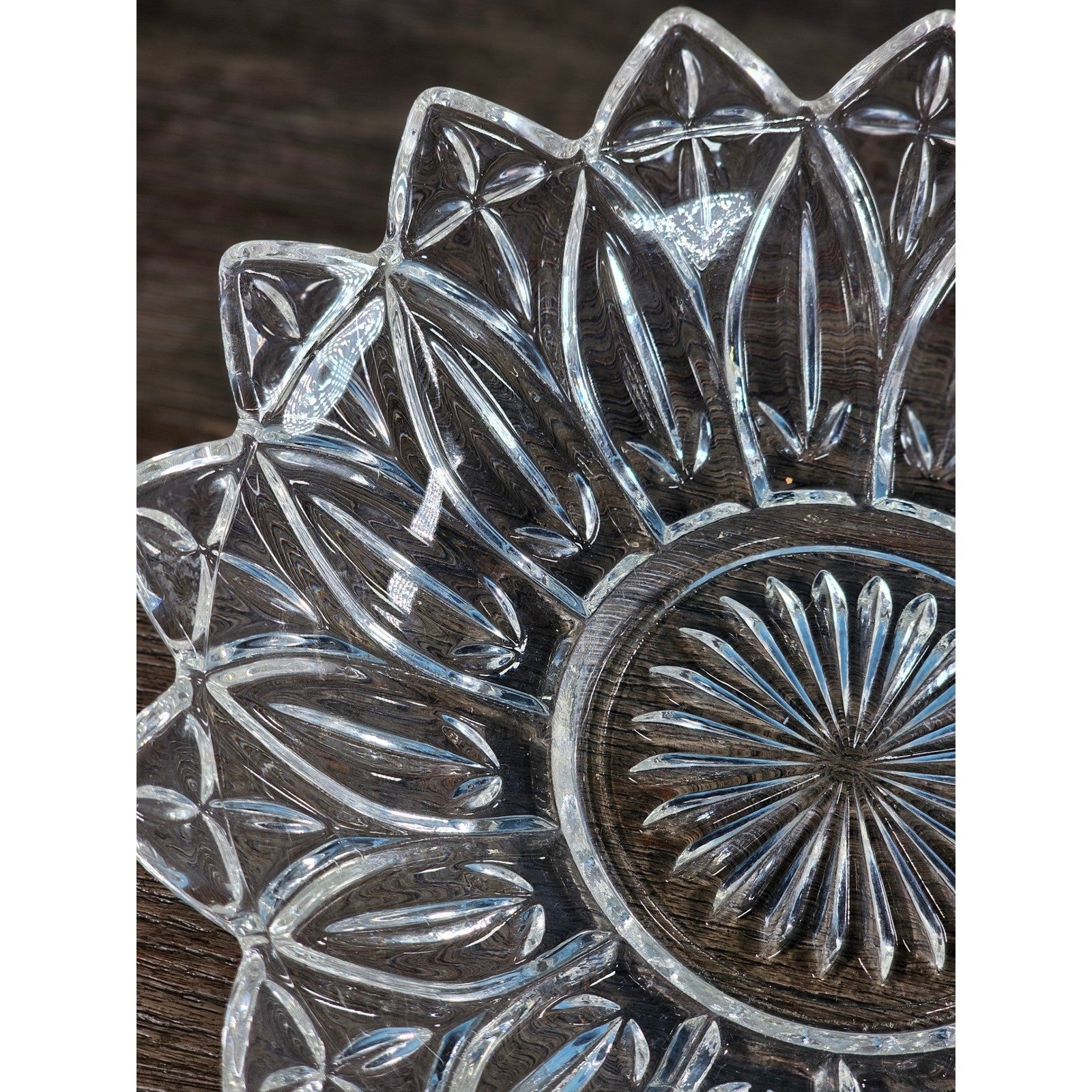 Vintage Pressed Glass Bowl Scalloped Edge 10 Inch Clear Glass Serving Dish