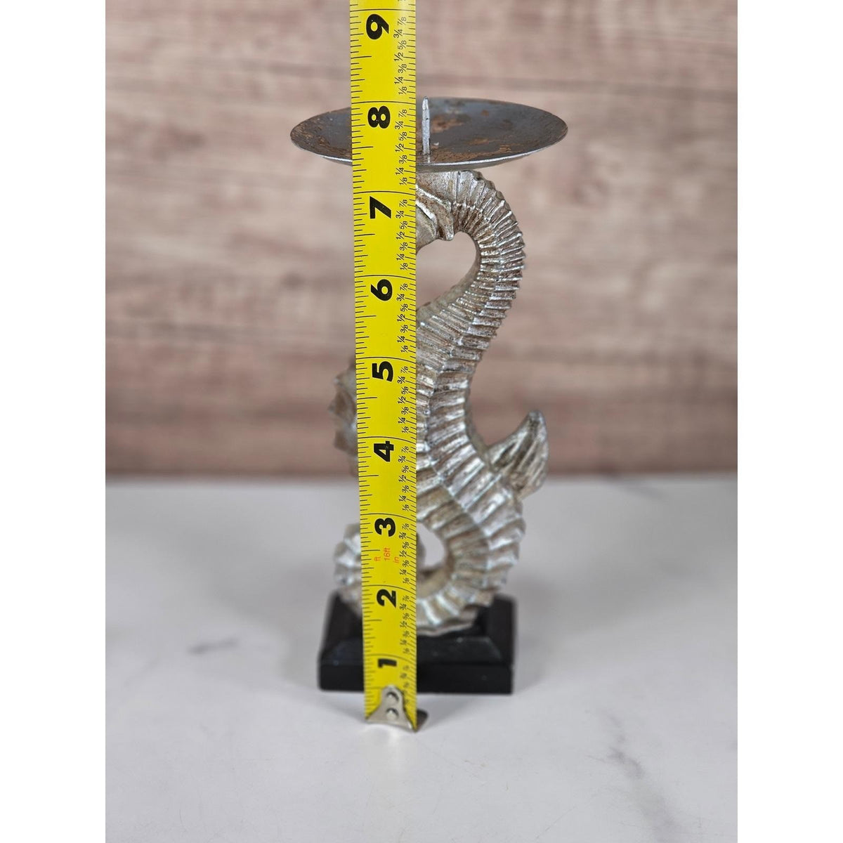 Vintage Seahorse Metal Holder Coastal Nautical Decor Silver