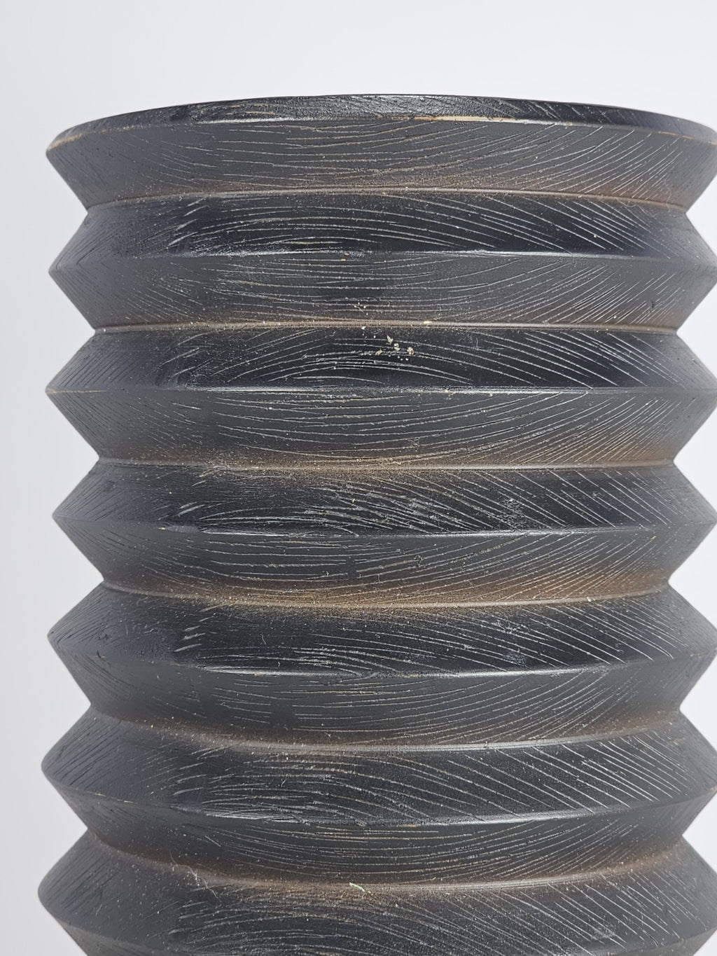 10 in Black Wood Accordion Candle Holder – Rustic Coastal Home Décor Accent