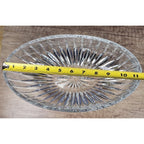 Vintage Cut Crystal Oval Bowl Starburst Pattern Textured Sides