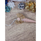 Vintage Pink Shell Christmas Ornament Gold Bow Rose 4 Inch
