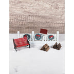 Vintage Lemax Christmas Village Accessories Fence Bench Firewood Set