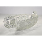 Cut Glass Candy Dish Starburst Pattern Handled Vintage