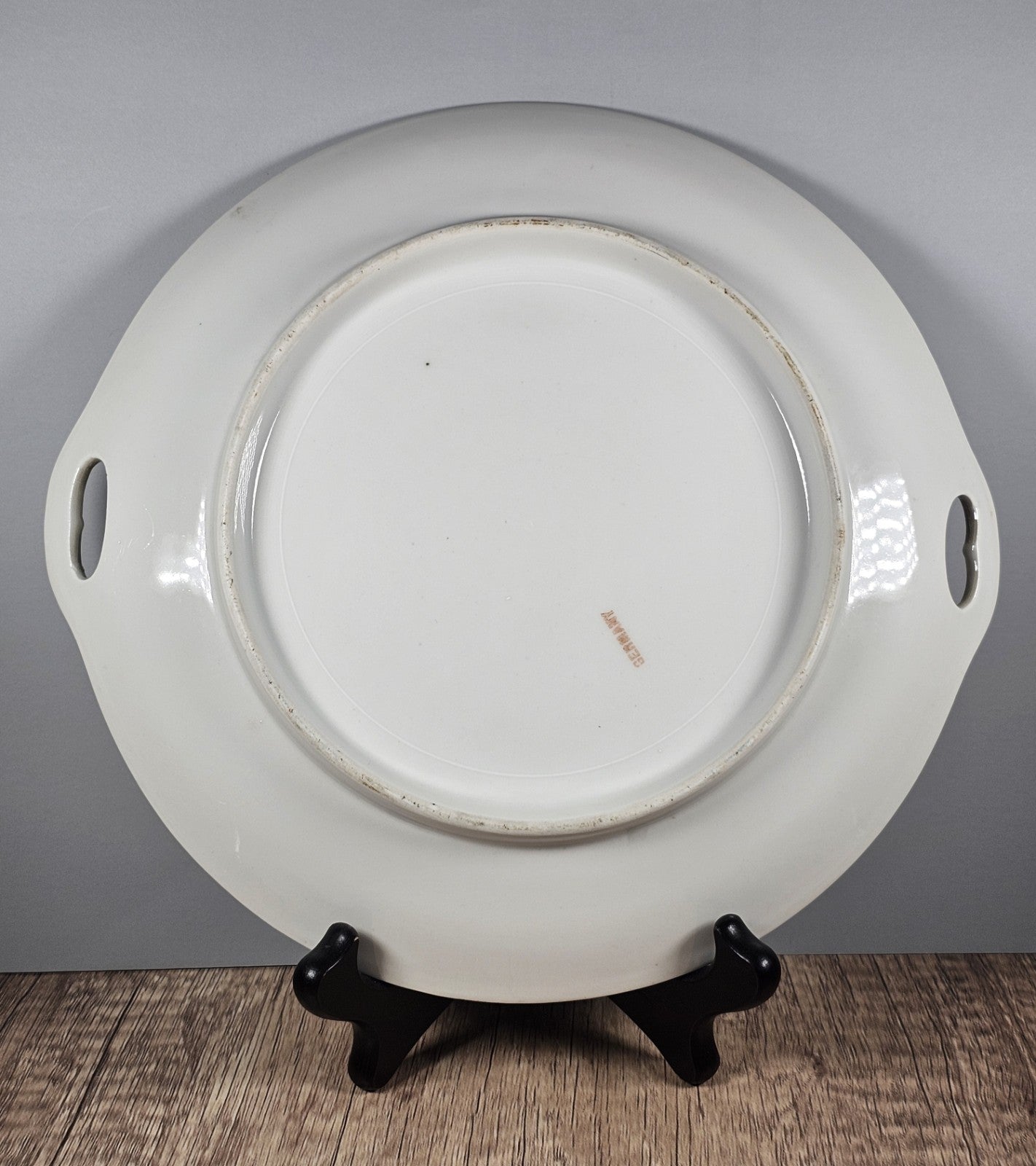 Germany Porcelain 2 Handle Cake Serving Plate Hand Painted Flowers