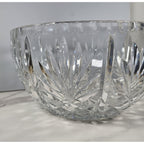 Vintage Cut Crystal Glass Bowl Starburst Pattern Scalloped Rim