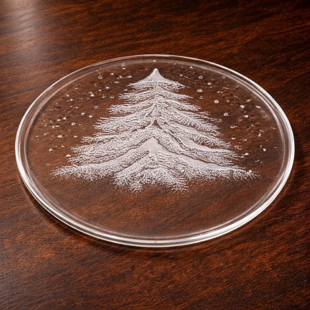 Vintage Crystal Christmas Tree Platter 12.75" Italy Holiday Serving Tray