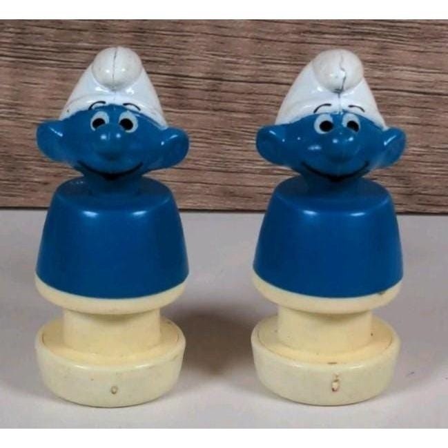 Vintage Smurf School Bus Figures Peyo 1982 Set of 2 Plastic