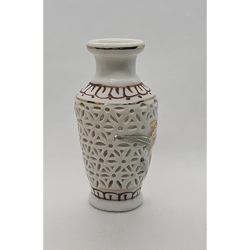Vintage Porcelain Miniature Vase Lily Flower 2.5 Inch