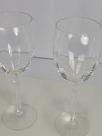 Set of 3 Crystal Fantasy Water Goblets Vintage Ribbed Optic Bowl Glasses