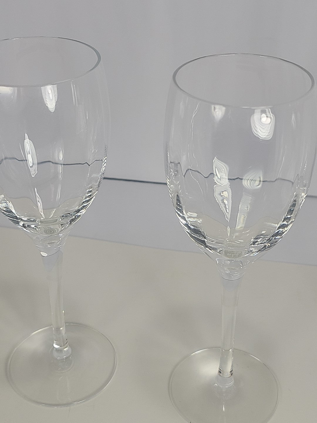 Set of 3 Crystal Fantasy Water Goblets Vintage Ribbed Optic Bowl Glasses