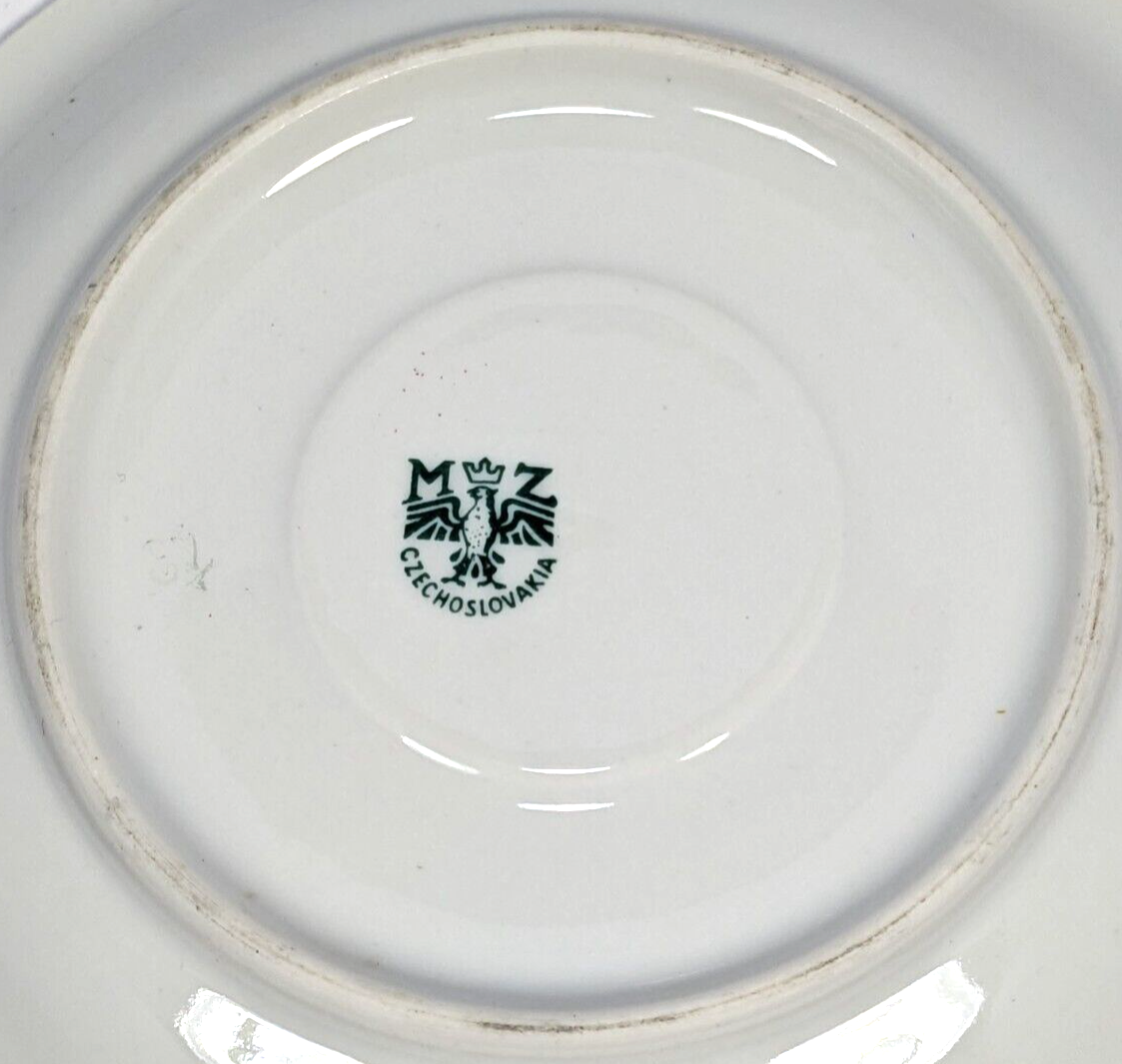 Vintage Moritz Zdekauer Czechoslovakia 5.5″ Saucer Pink Floral Butterfly Trim