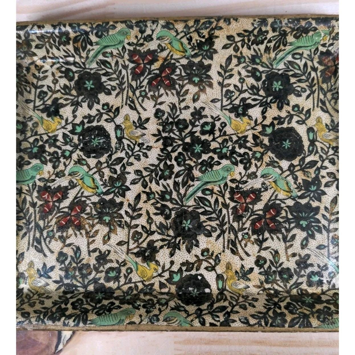 Japanese Trays Set of 2 Parrot Floral Mid Century Decorative Serving Trays