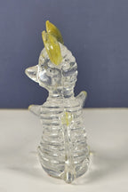 Set Of 2 Lucite Clear Acrylic Mouse Figurines 2 3/4 Inches With Yellow Ears & Ac