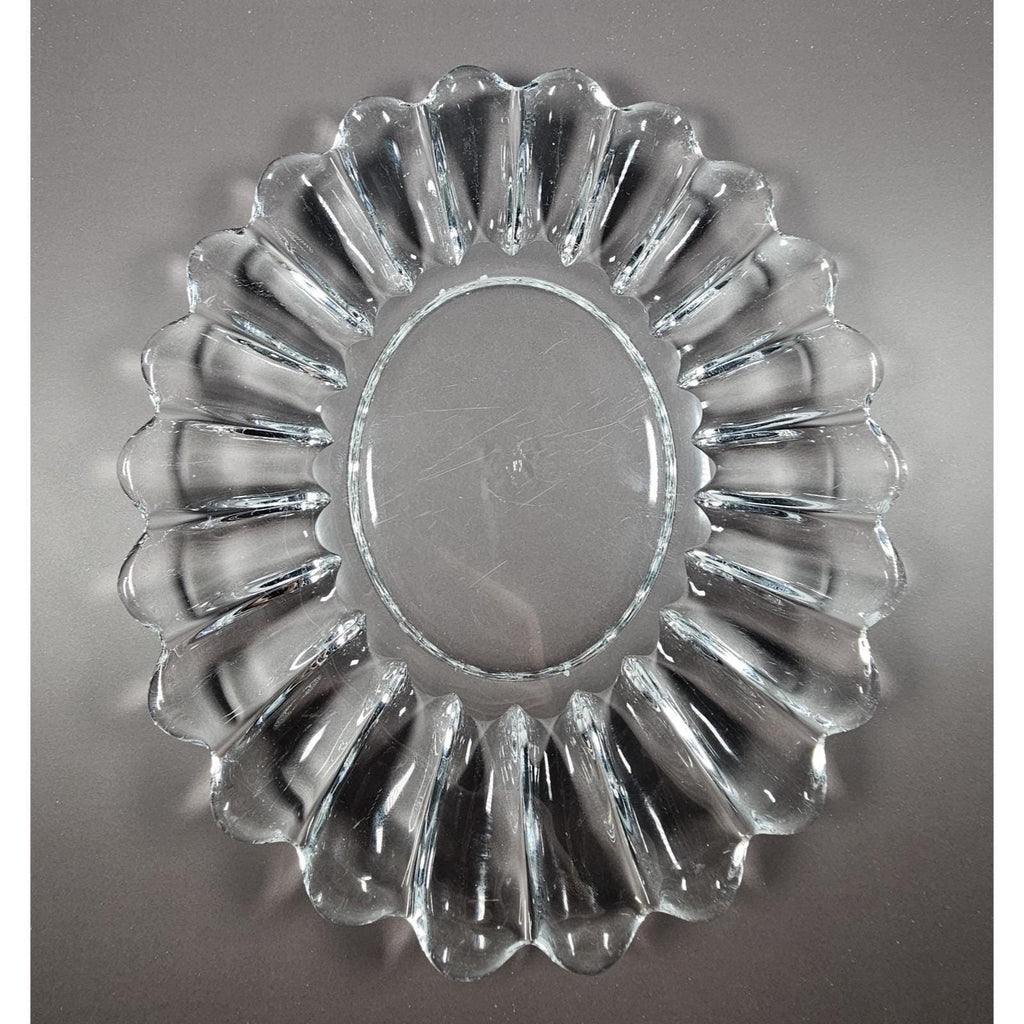 Vintage Clear Pressed Glass Oval Serving Platter Fluted Glass Dish