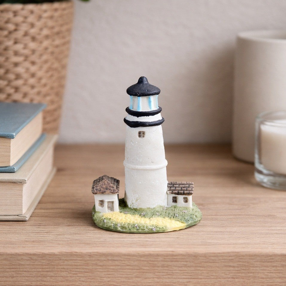 Vintage Mini Lighthouse Figurine Coastal Nautical Decor Small Seaside Accent