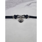 Vintage Petite Leather Peace Sign Bracelet Silver Tone Boho Jewelry