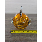 Vintage Amber Art Glass Fish Figurine 5" Hand Blown Bubble Glass