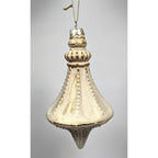 Vintage Glass Ornament White Gold 6 Inch Antiqued Finish