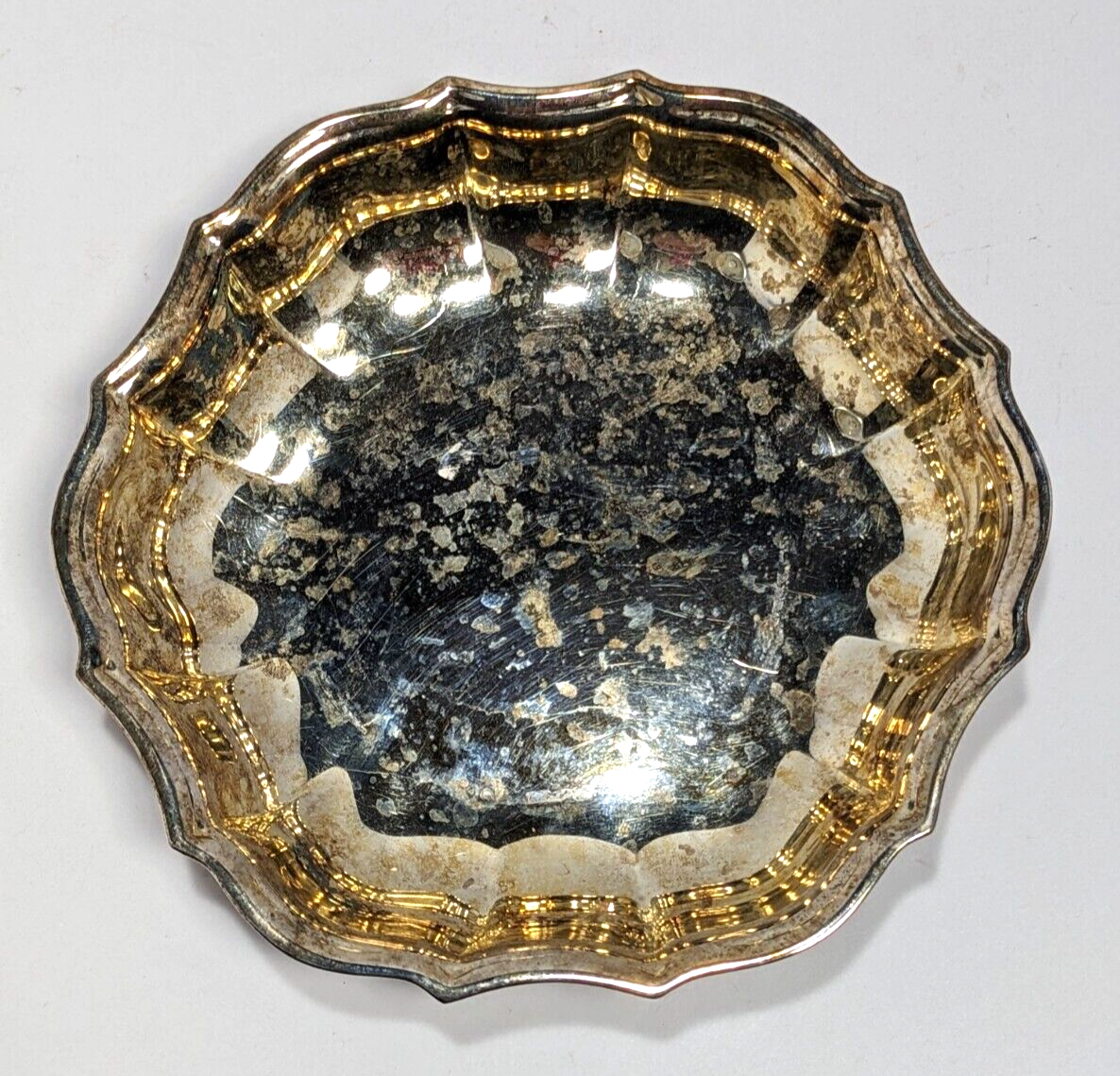 Vintage Oneida Silver Plate Scalloped Edge Candy Serving Dish 5.5"