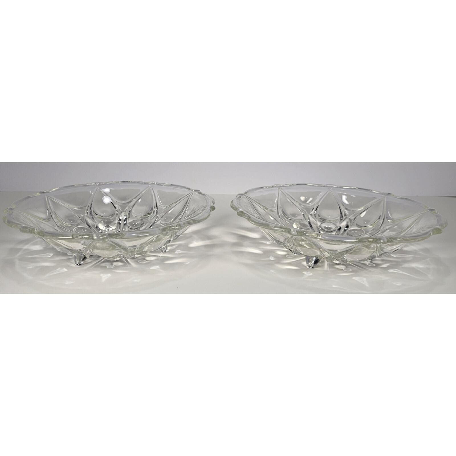 Anchor Hocking Footed Bowl Set Teardrop Dot 1960s Glass