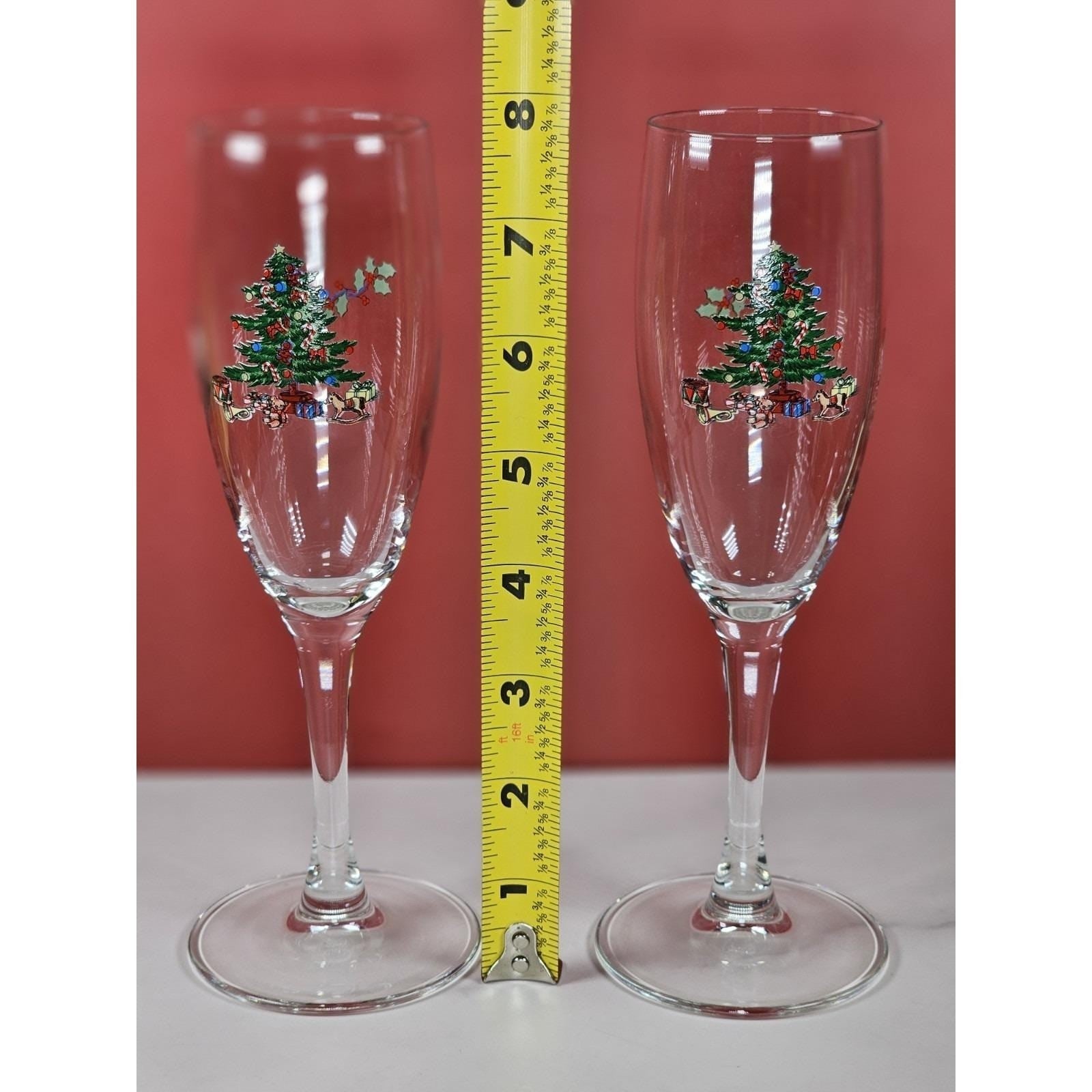 Vintage Nikko Happy Holidays Champagne Flutes Set of 2 Made in Japan