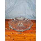 Vintage Clear Glass Cake Stand with Floral Embossed Design