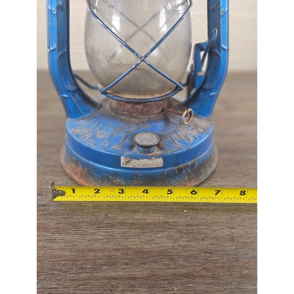 Vintage Dietz Air Pilot Lantern Blue Kerosene Oil Lamp 13.5" Tall