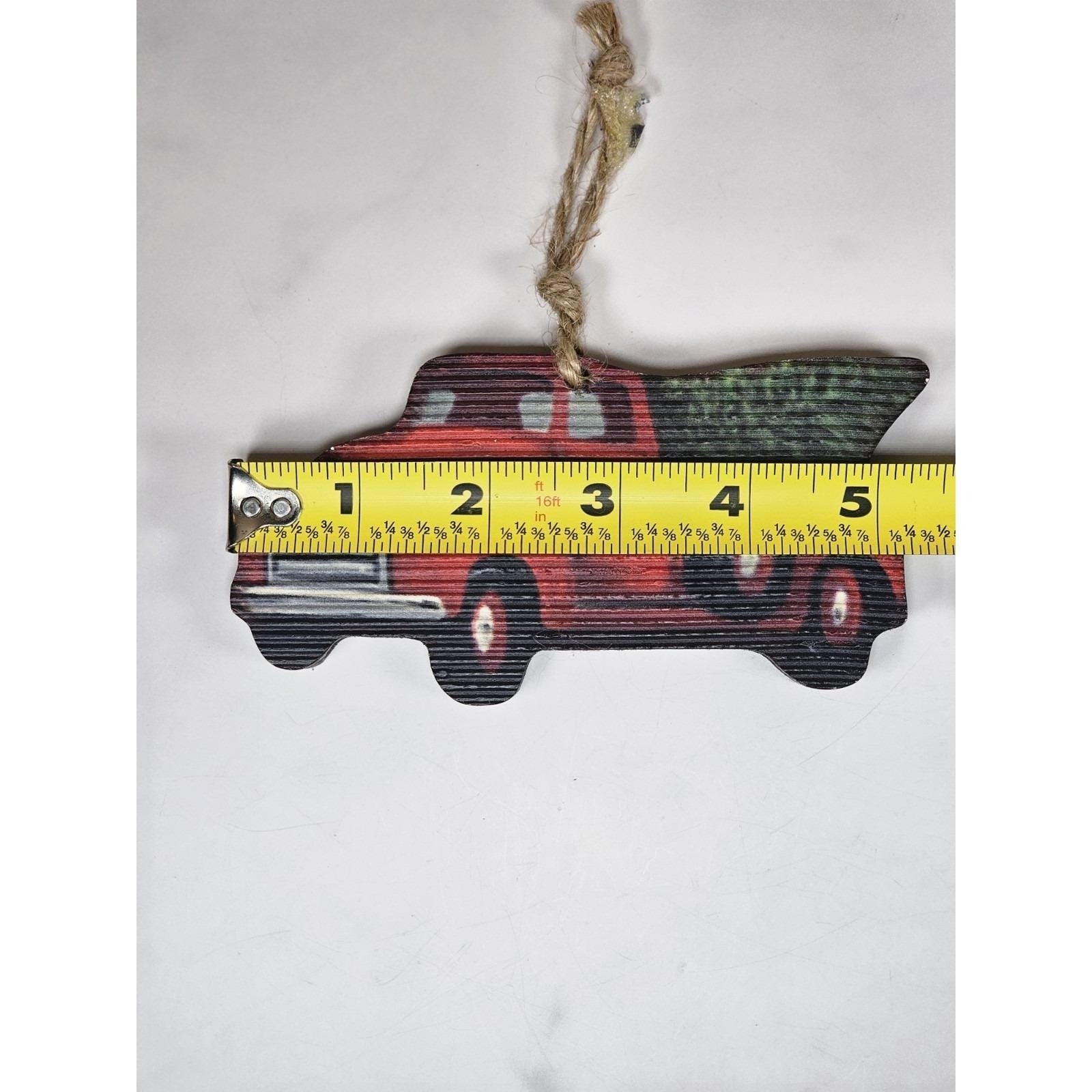 Vintage Red Farm Truck Wooden Ornament – Rustic Farmhouse Christmas Decor