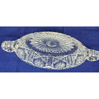 Cut Glass Candy Dish Starburst Pattern Handled Vintage