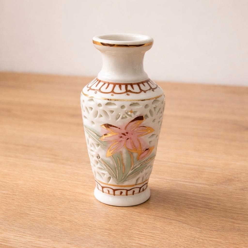 Vintage Porcelain Miniature Vase Lily Flower 2.5 Inch