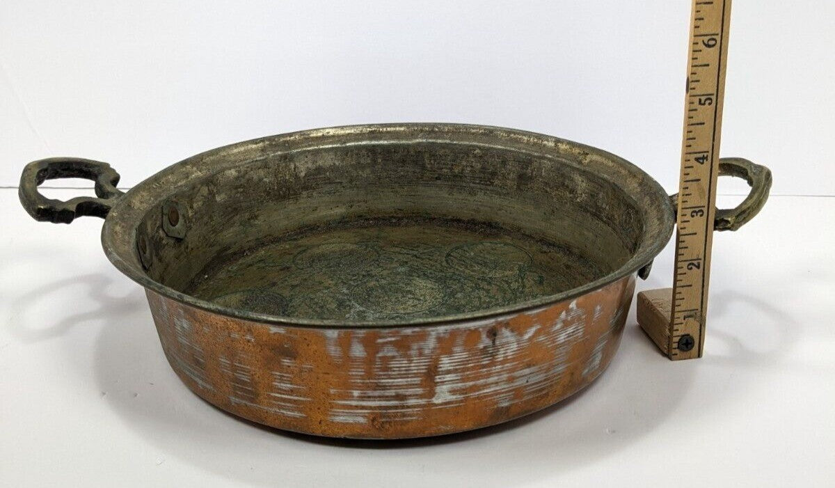 Vintage French Copper-Plated 7-Slot Egg Poacher/Escargot Pan With Worn Patina &