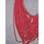 Vintage Multi-Strand Pink Seed Bead Statement Necklace