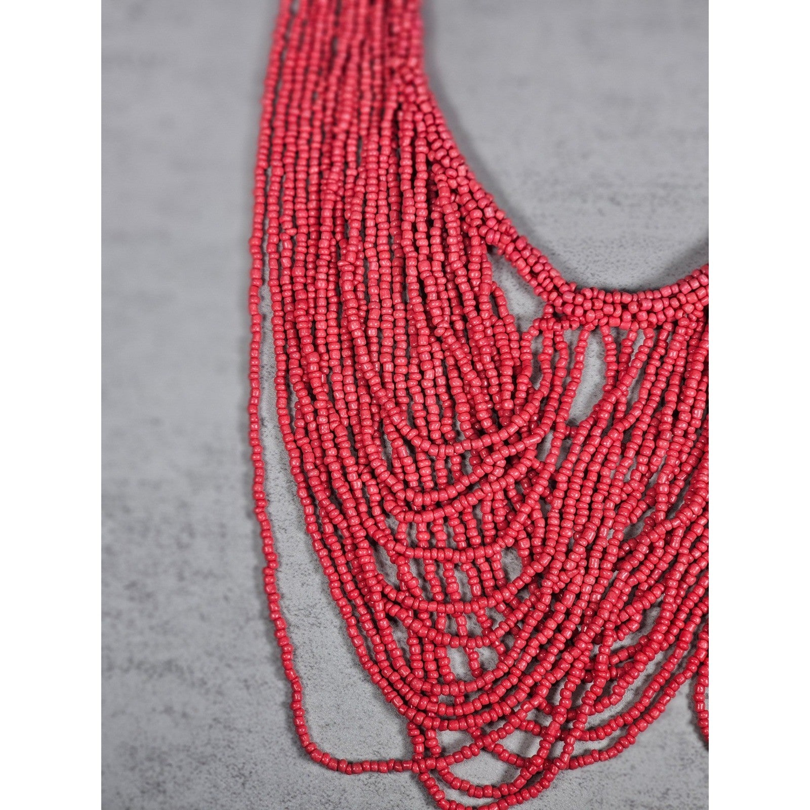 Vintage Multi-Strand Pink Seed Bead Statement Necklace