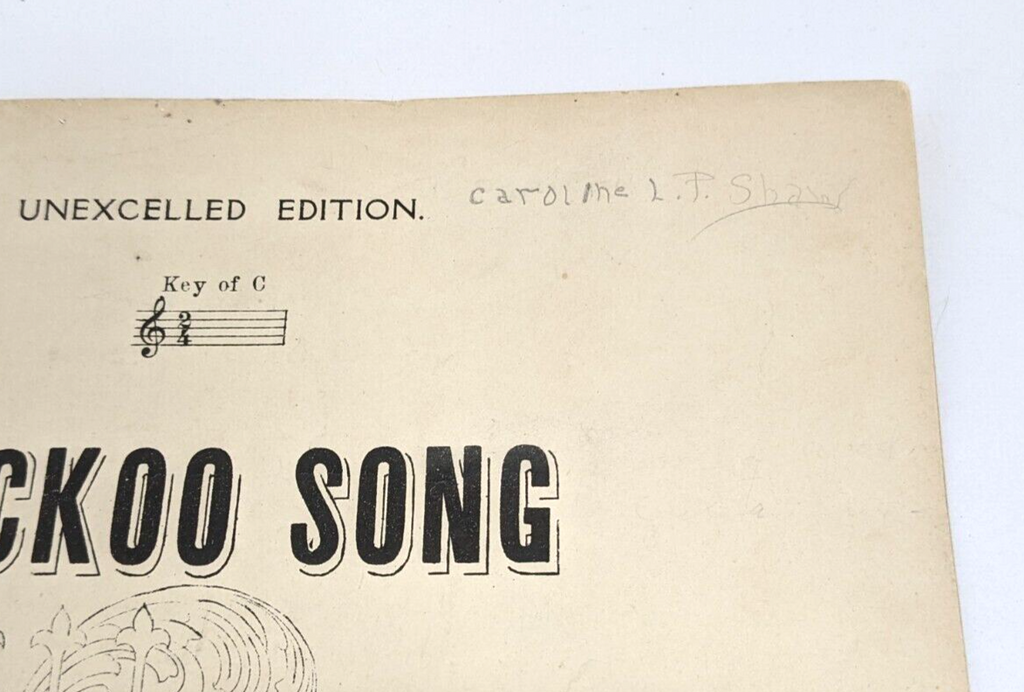 Cuckoo Song Sheet Music By W. Popp 1932