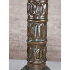 Antique Tinned Copper Candlestick Holder 12" Embossed Design