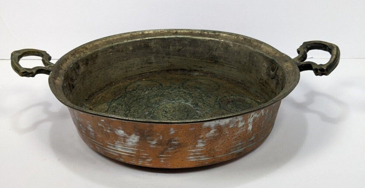 Vintage French Copper-Plated 7-Slot Egg Poacher/Escargot Pan With Worn Patina &