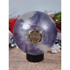 Vintage Blown Glass Christmas Ornaments Purple Blue Iridescent Set of 2