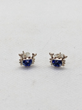 925 Sterling Silver Crab with Blue Stone Shell Stud Earrings