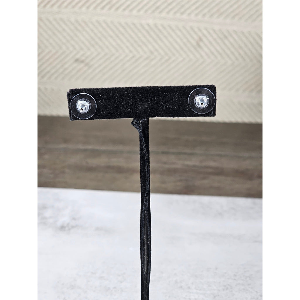 Vintage Oval Clear Rhinestone Stud Earrings Gold Tone